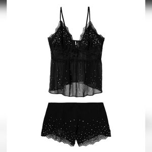 New with Tags Victoria Secret Diamante Rhinestones Pj Set Cami Shorts Pajama VS